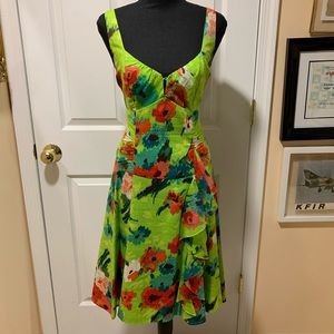 Nanette Lepore green floral cotton dress size 10
